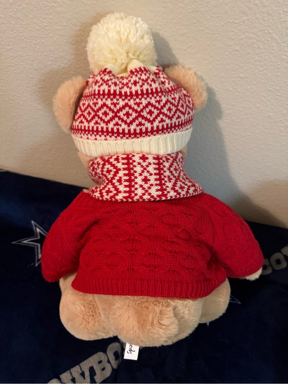 Harrods Red Holiday Bear with Knit Hat & Scarf - Picture 4 of 6